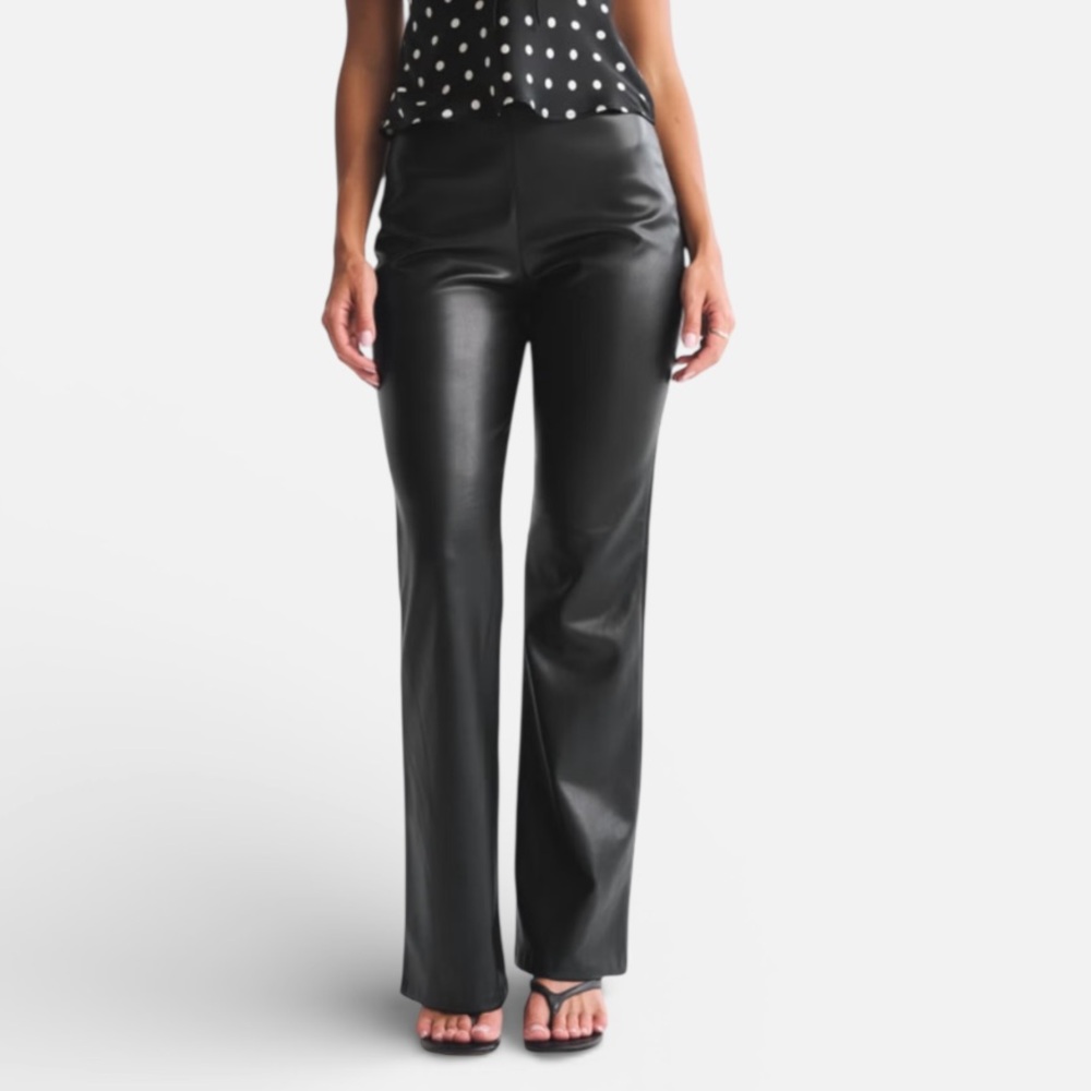 Lisette Faux Leather High Waist Straight Leg Stretchy Pull-On Pant Black Size 8